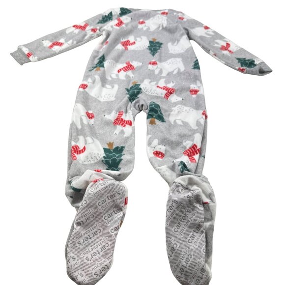 Carter's Child's Sz 4T Footed Christmas Sleeper Gray Polar Bears And Trees NWOT - Picture 2 of 16